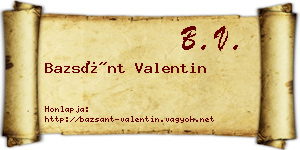 Bazsánt Valentin névjegykártya